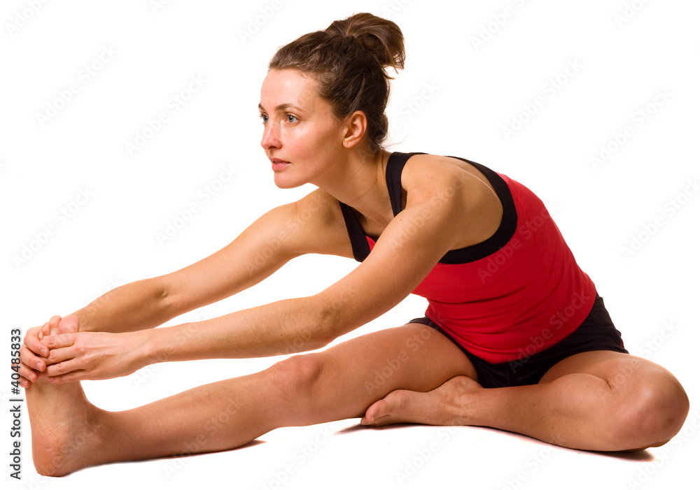 young woman stretching isolated on a white background. young woman stretching isolated on a white background.