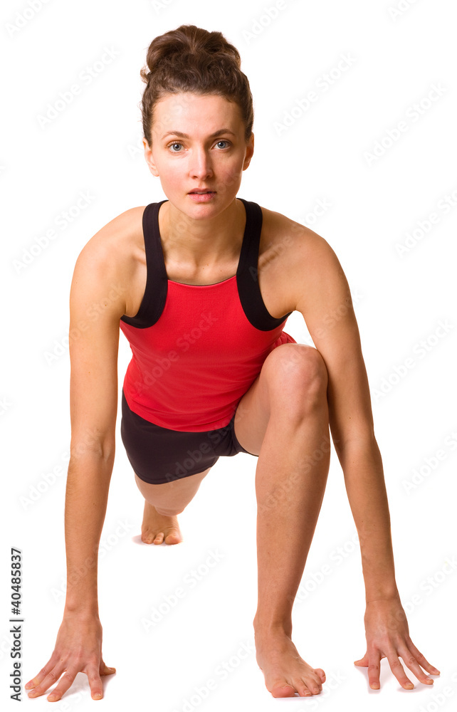 young woman exercising isolated on a white background. young woman exercising isolated on a white background.