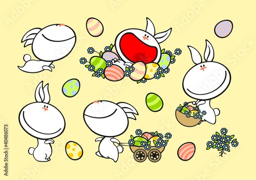 Set of cute rabbits