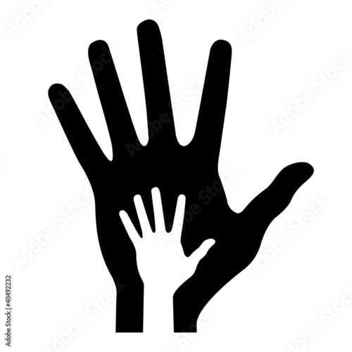 parent hand with baby hand, vector illustration