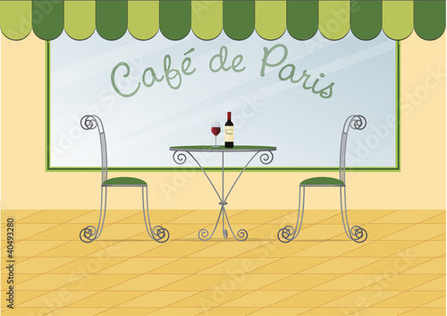 Vector image of a Parisian street cafe.