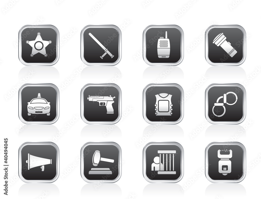 law, order, police and crime icons - vector icon set law, order, police and crime icons - vector icon set