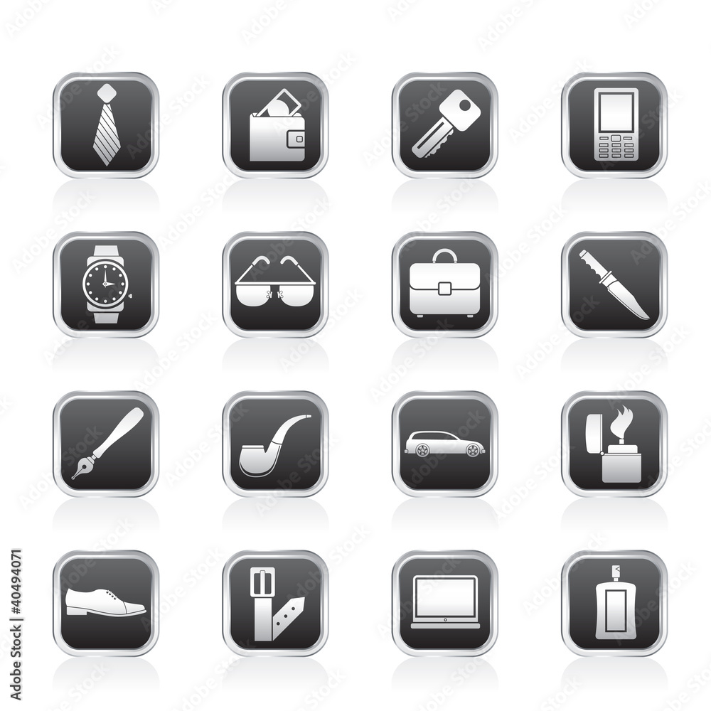 man accessories icons and objects man accessories icons and objects