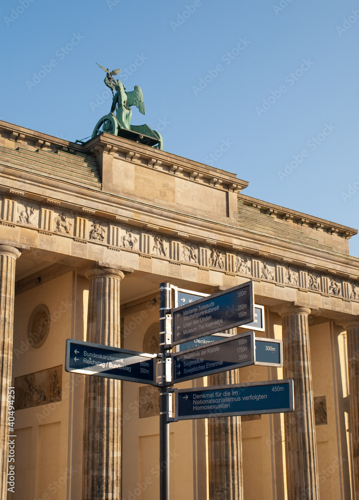 Naklejka premium Direction Sign by Brandenburg Gate