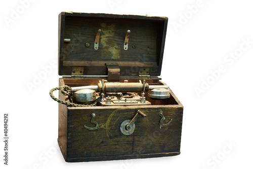 Portable telephone apparatus in wooden case