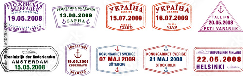 vector Northern European passport stamps.