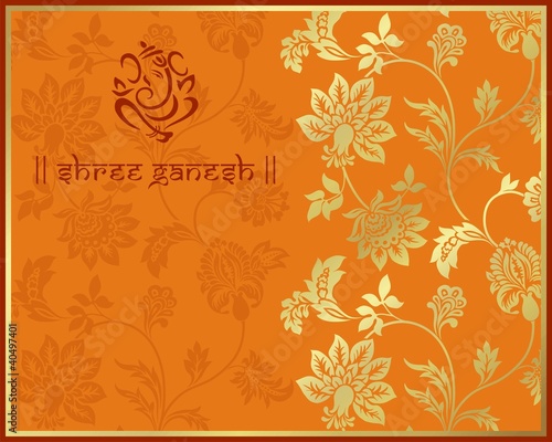 Ganesha, traditional Hindu wedding card design, royal India
