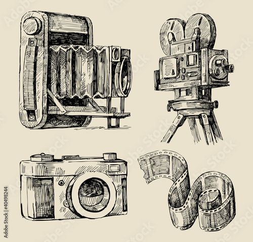 movie camera hand drawn