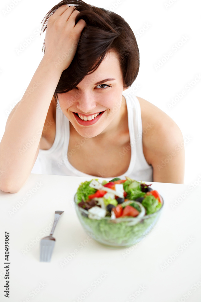 woman with salad woman with salad