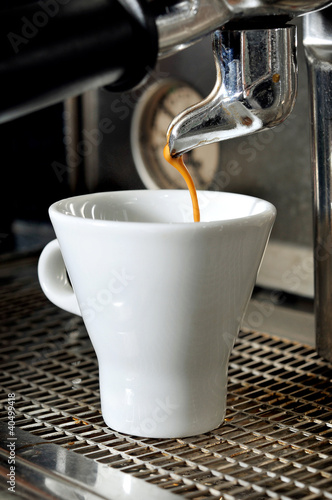 espresso coffee in espresso machine