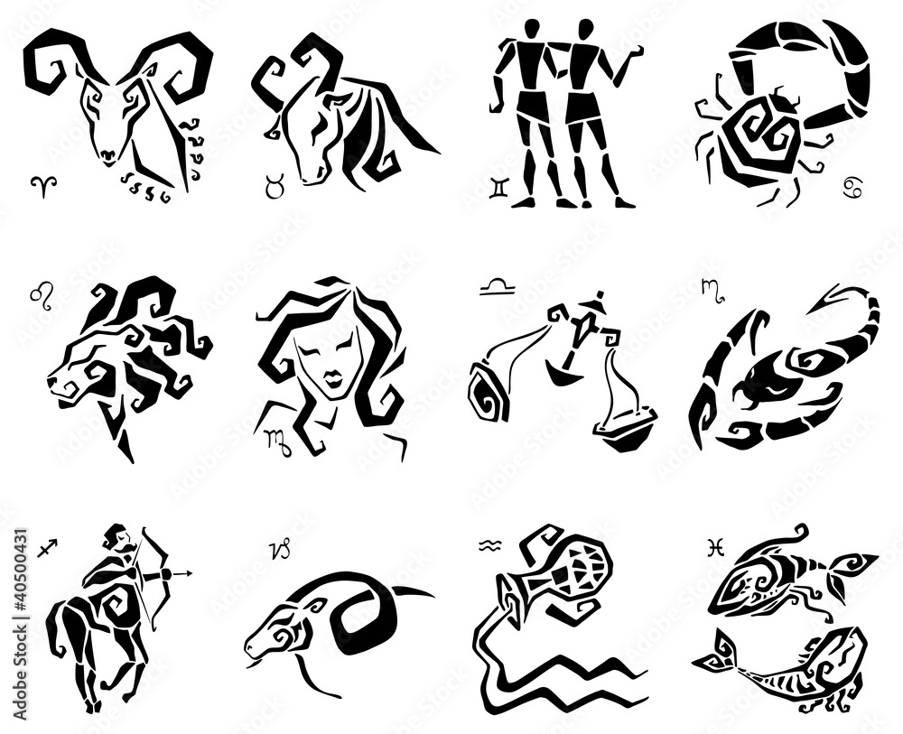 Fototapeta premium Horoscope Zodiac Star signs, vector set.