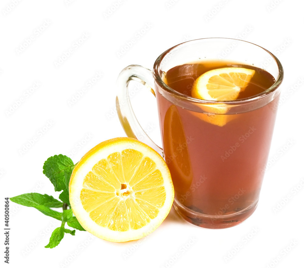 glass cup of tea with mint and lemon glass cup of tea with mint and lemon