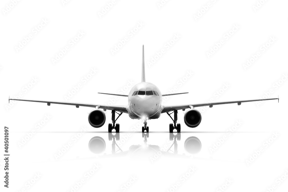 commercial plane model isolated on white background - obrazy, fototapety, plakaty 