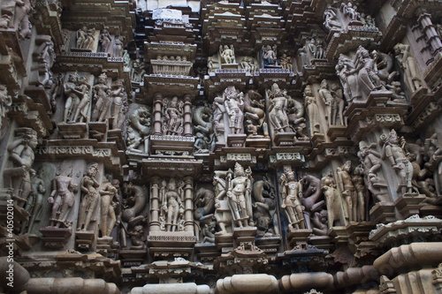 Detail of carving on a temple in Khajuraho