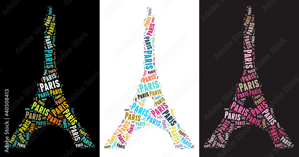 Eiffel Tower text graphic illustration. Very large file. - obrazy, fototapety, plakaty 