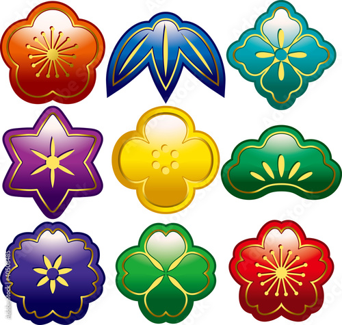 Set of a Japanese-style button