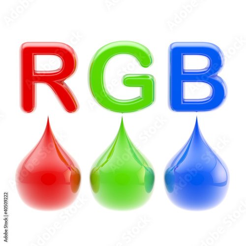 RGB color scheme: three dro...