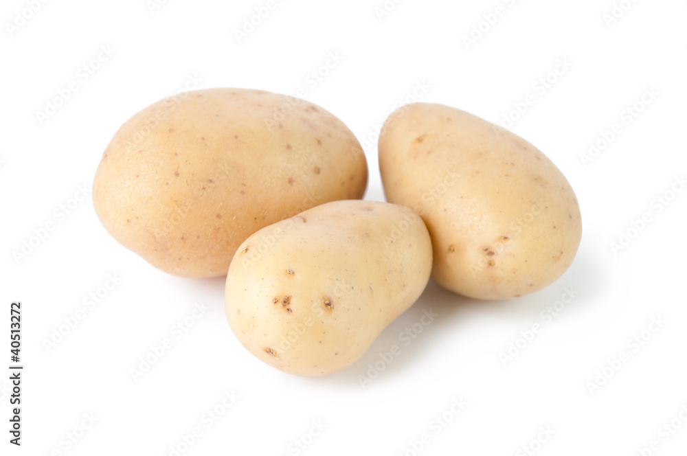 Three potatoes isolated on white Three potatoes isolated on white