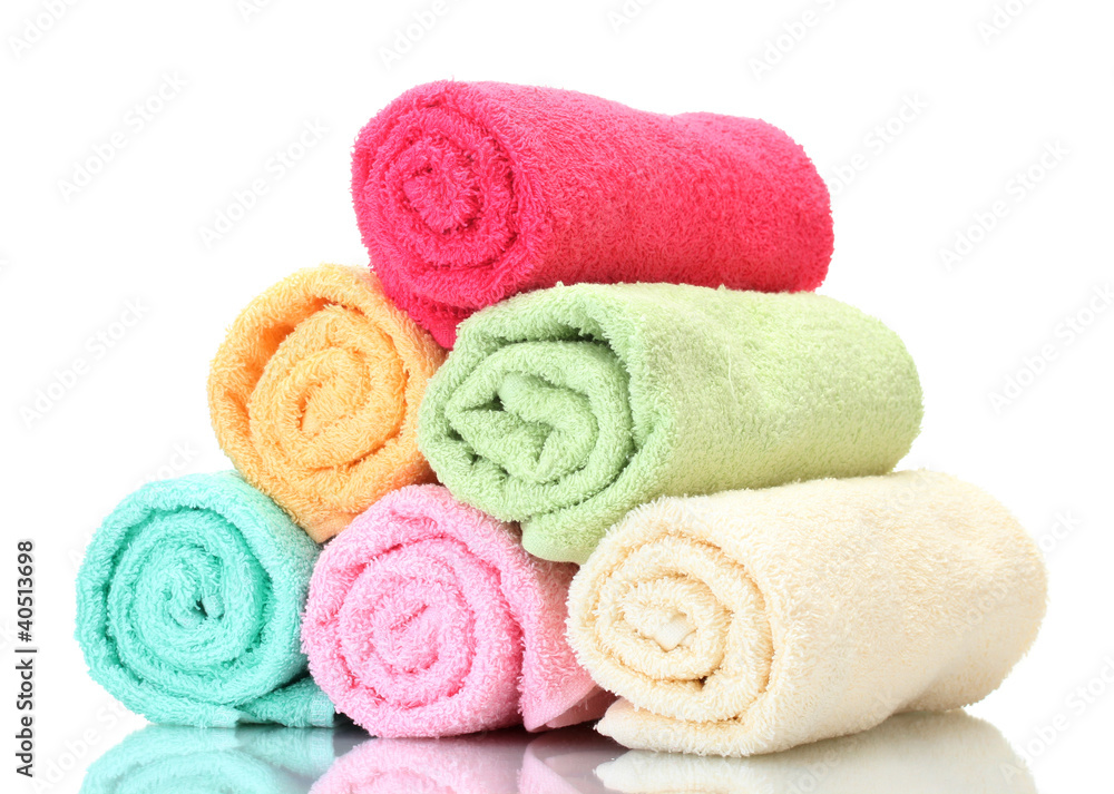 colorful towels isolated on white colorful towels isolated on white