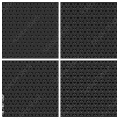 Set of four seamless black metal backgrounds