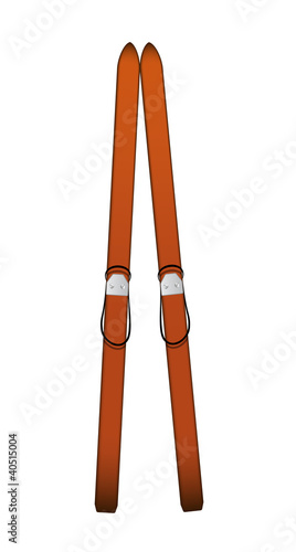 Pair of old wooden alpine skis