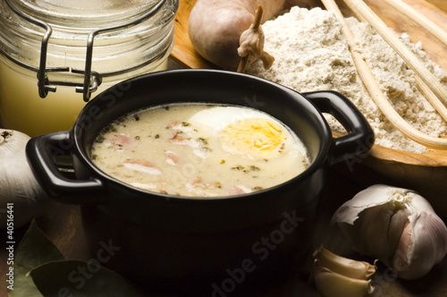 Traditional Polish White Borscht For Easter photo