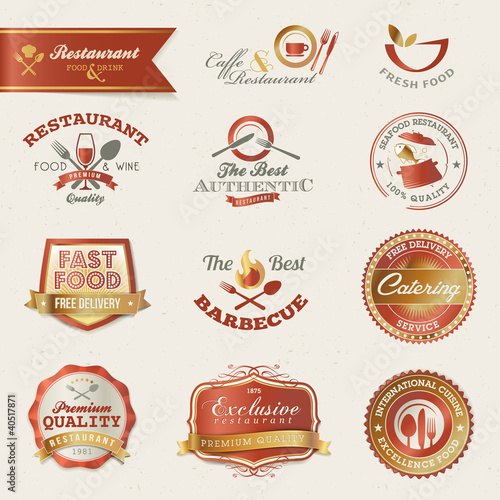 Restaurant labels and elements