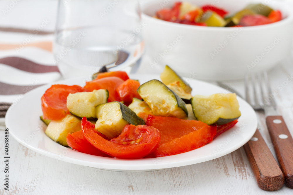 grilled vegetables on the plate