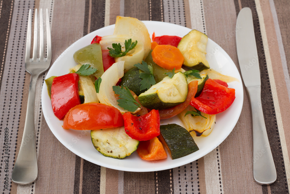 grilled vegetables on the plate grilled vegetables on the plate