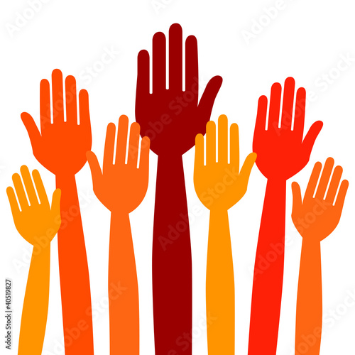 Hands volunteering or voting vector.