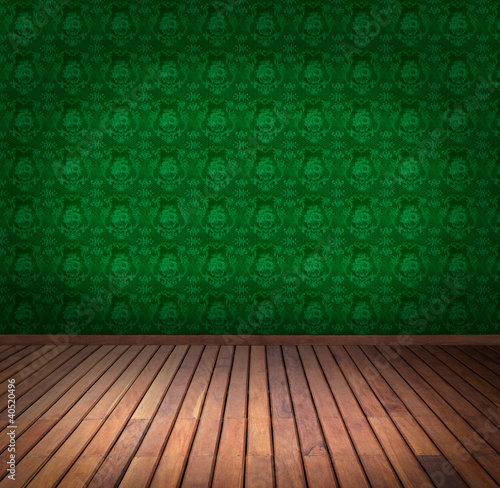 green wallpaper room