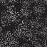 White floral seamless pattern on black