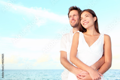 Happy beach couple portrait