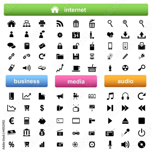 Internet,business und multimedia icons