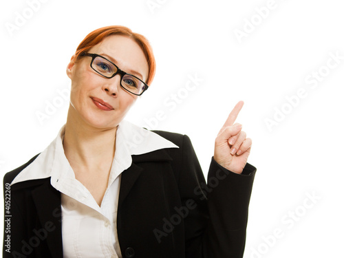 Businesswoman in glasses on a white background.