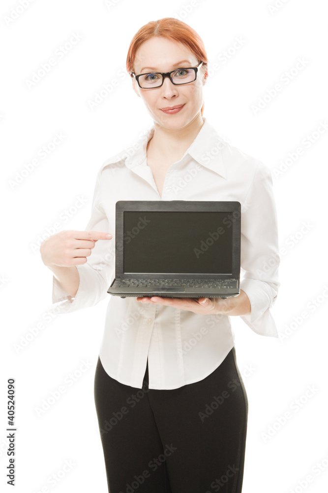 Beautiful woman with red hair with a laptop Beautiful woman with red hair with a laptop