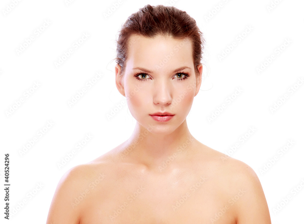 A portrait of a beautiful woman isolated on white A portrait of a beautiful woman isolated on white