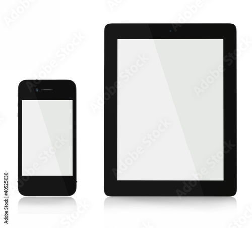 Ipad and iphone front on blank