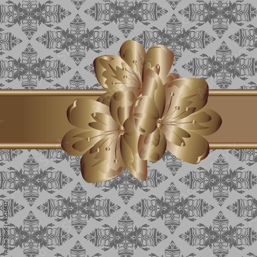 Wallpaper with pattern and metallic flower