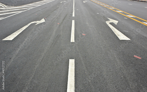 Turn right arrow on asphalt road. © boonsom