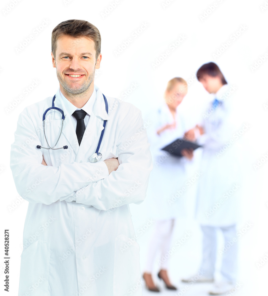 Portrait of doctor and his colleagues