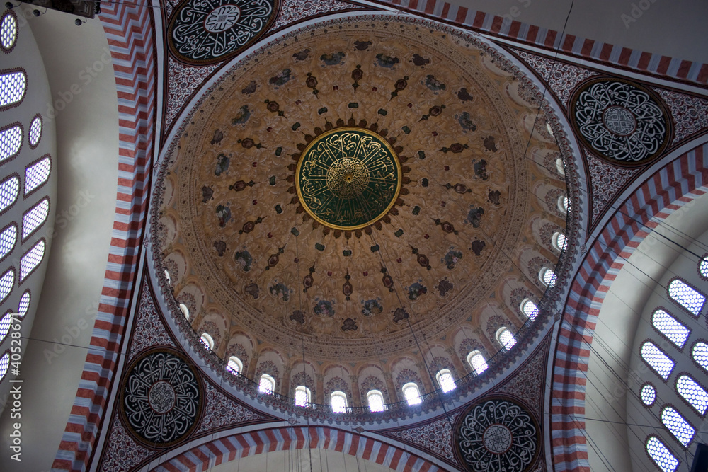 Interior of Suleymaniye Mosque, Istanbul, Turkey