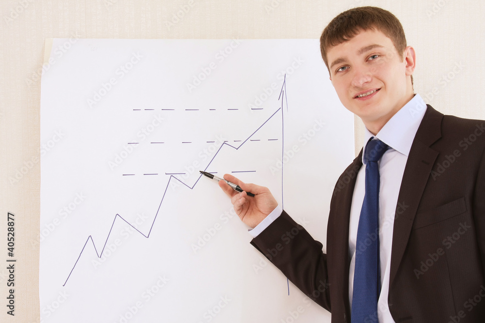A businessman explaining the diagram A businessman explaining the diagram