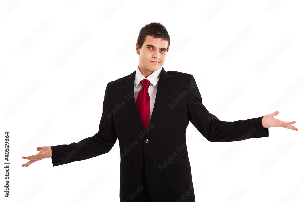 Clueless businessman against a white background Clueless businessman against a white background