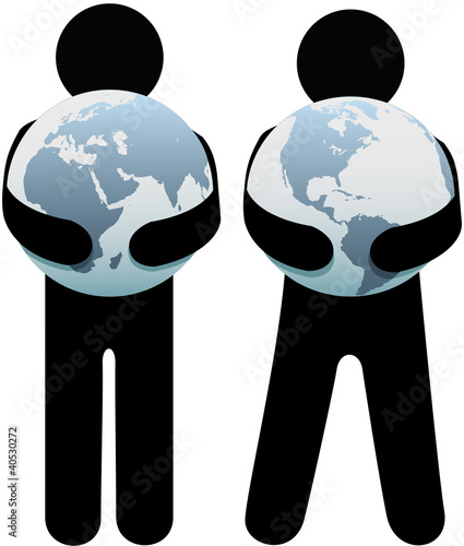 People holding Earth environment hug