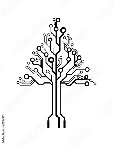 Vector logo triangle circuit board tree
