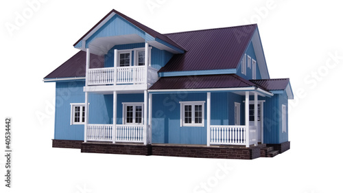 Blue house on white