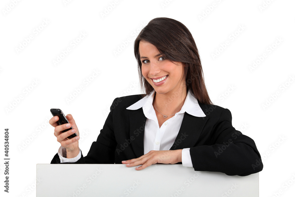 Young presenting a mobile phone Young presenting a mobile phone