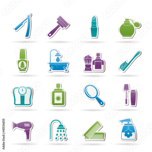body care and cosmetics icons - vector icon set