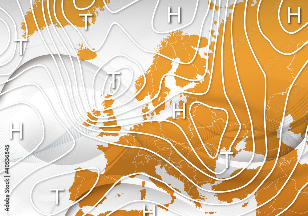 Wetterkarte Europa Hintergrund - obrazy, fototapety, plakaty 